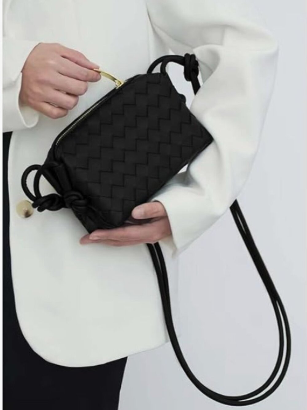 Black Woven Crossbody Bag